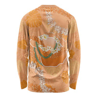 Hawaii Lanai Island Flowers Lei Long Sleeve Shirt Orange Kaunaoa Mix Maile