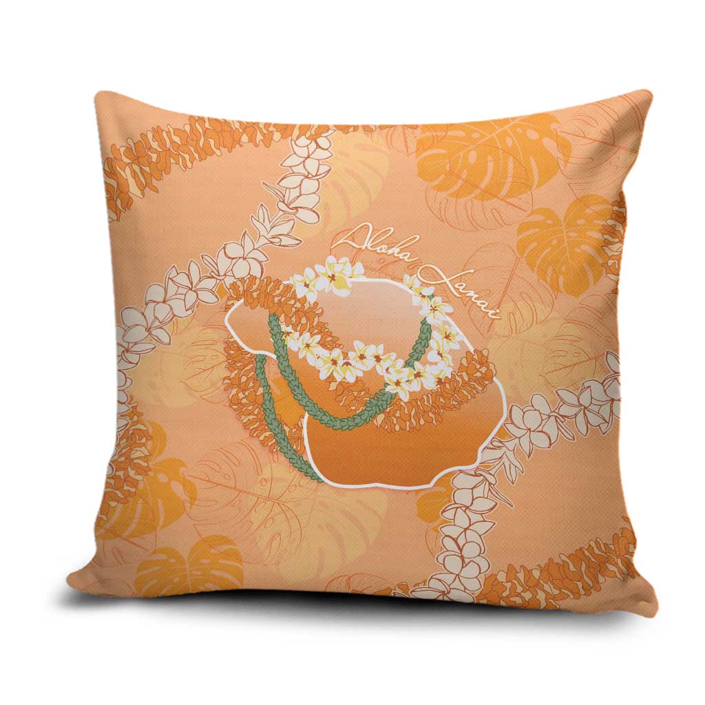 Hawaii Lanai Island Flowers Lei Pillow Cover Orange Kaunaoa Mix Maile LT7 Orange - Polynesian Pride