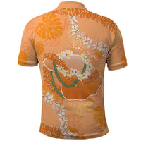 Hawaii Lanai Island Flowers Lei Polo Shirt Orange Kaunaoa Mix Maile LT7 - Polynesian Pride