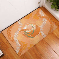 Hawaii Lanai Island Flowers Lei Rubber Doormat Orange Kaunaoa Mix Maile LT7 - Polynesian Pride