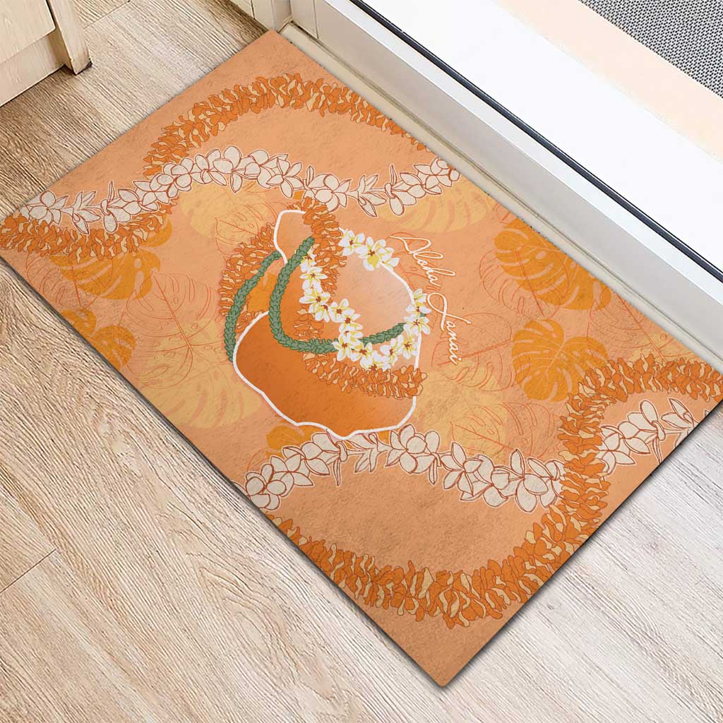 Hawaii Lanai Island Flowers Lei Rubber Doormat Orange Kaunaoa Mix Maile LT7 - Polynesian Pride