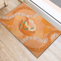 Hawaii Lanai Island Flowers Lei Rubber Doormat Orange Kaunaoa Mix Maile LT7 - Polynesian Pride