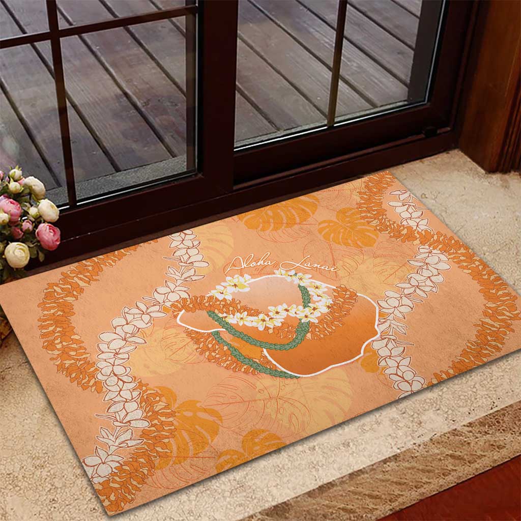 Hawaii Lanai Island Flowers Lei Rubber Doormat Orange Kaunaoa Mix Maile LT7 - Polynesian Pride