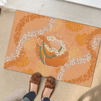 Hawaii Lanai Island Flowers Lei Rubber Doormat Orange Kaunaoa Mix Maile LT7 - Polynesian Pride