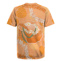 Hawaii Lanai Island Flowers Lei Rugby Jersey Orange Kaunaoa Mix Maile
