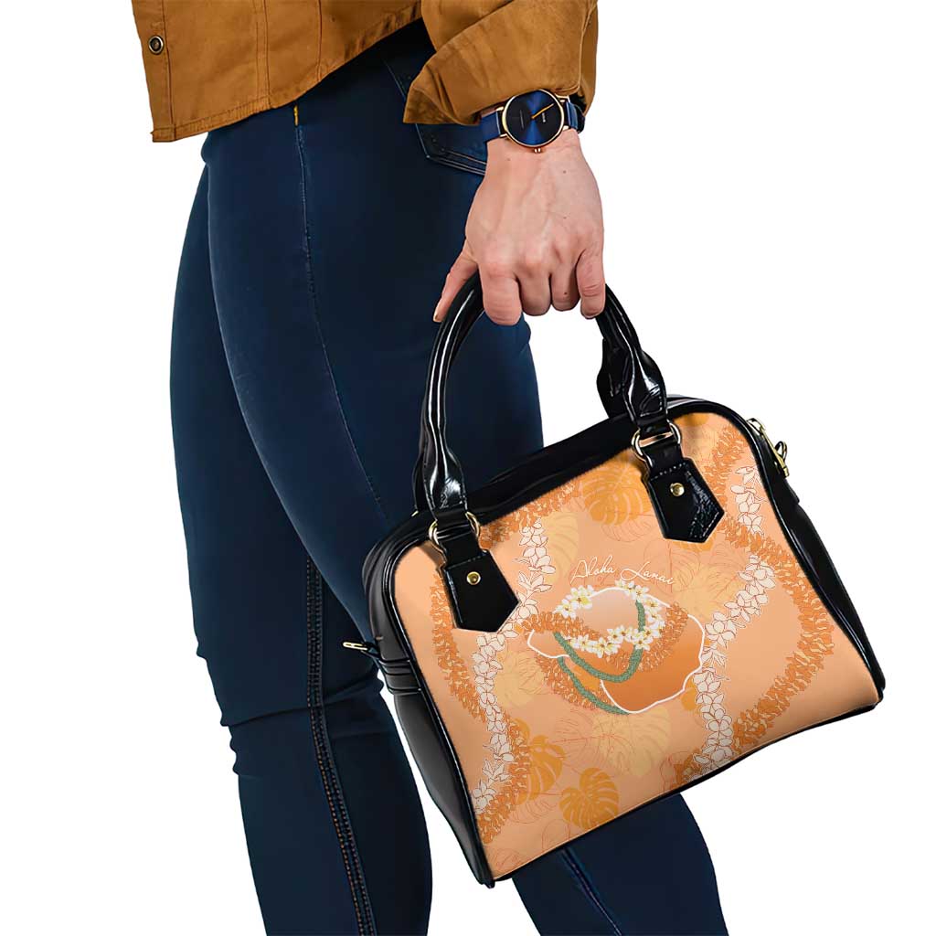 Hawaii Lanai Island Flowers Lei Shoulder Handbag Orange Kaunaoa Mix Maile
