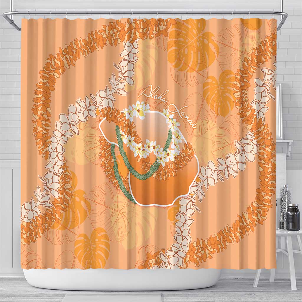 Hawaii Lanai Island Flowers Lei Shower Curtain Orange Kaunaoa Mix Maile