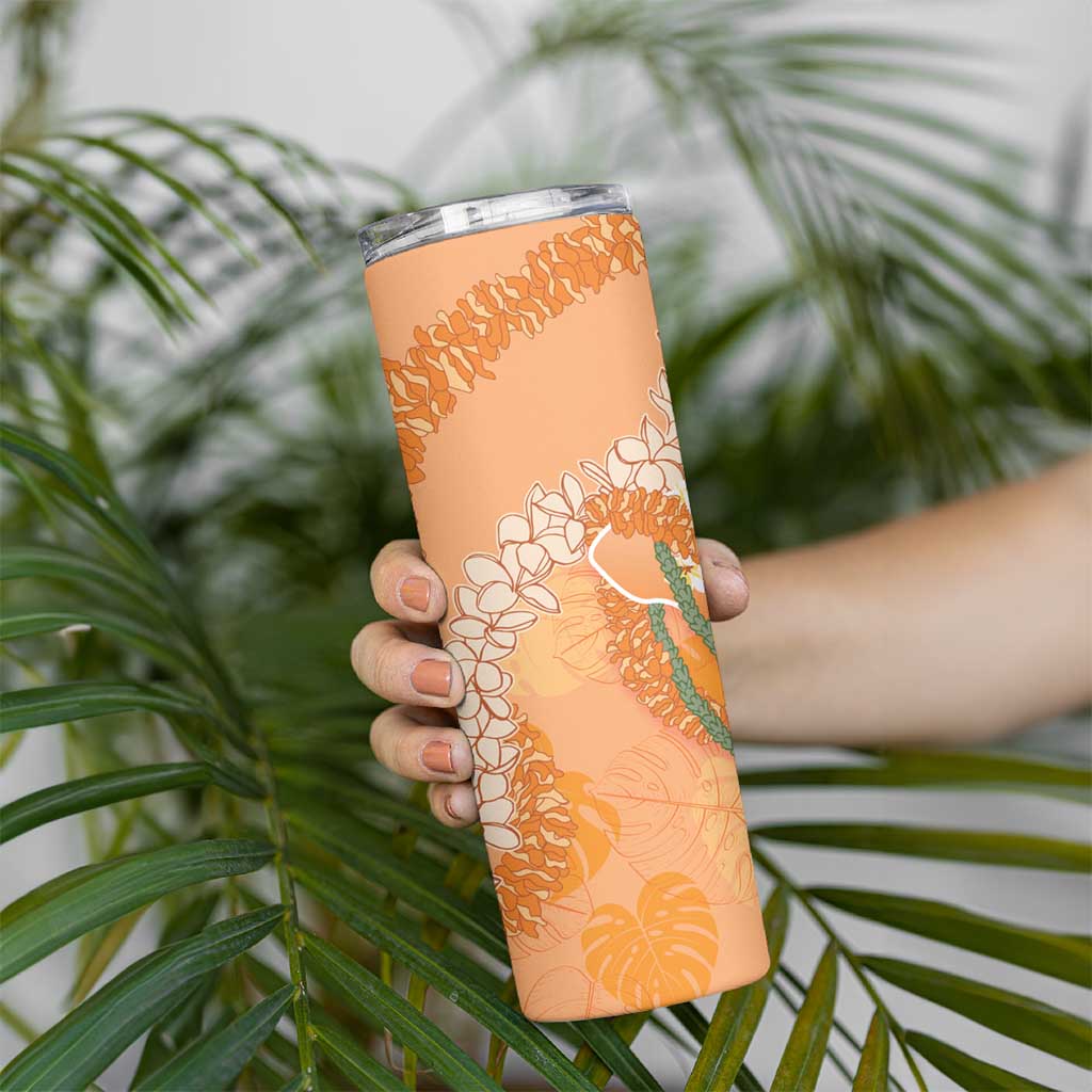 Hawaii Lanai Island Flowers Lei Skinny Tumbler Orange Kaunaoa Mix Maile
