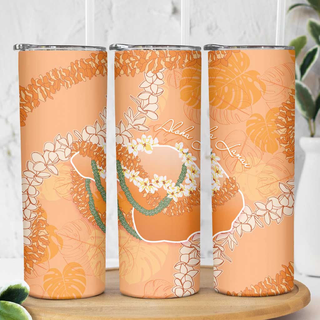 Hawaii Lanai Island Flowers Lei Skinny Tumbler Orange Kaunaoa Mix Maile