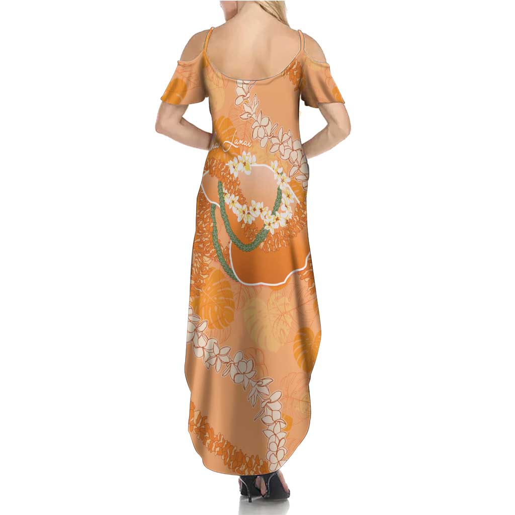 Hawaii Lanai Island Flowers Lei Summer Maxi Dress Orange Kaunaoa Mix Maile LT7 - Polynesian Pride