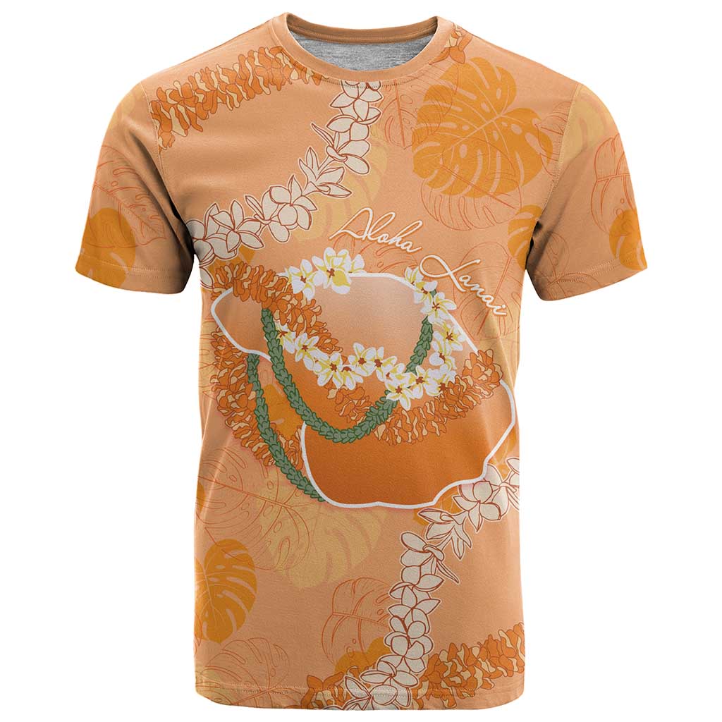 Hawaii Lanai Island Flowers Lei T Shirt Orange Kaunaoa Mix Maile LT7 Orange - Polynesian Pride