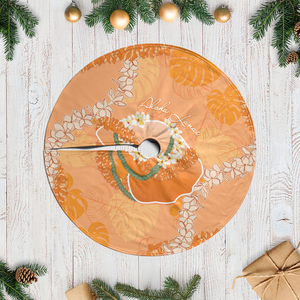 Hawaii Lanai Island Flowers Lei Tree Skirt Orange Kaunaoa Mix Maile LT7 Casual Orange - Polynesian Pride