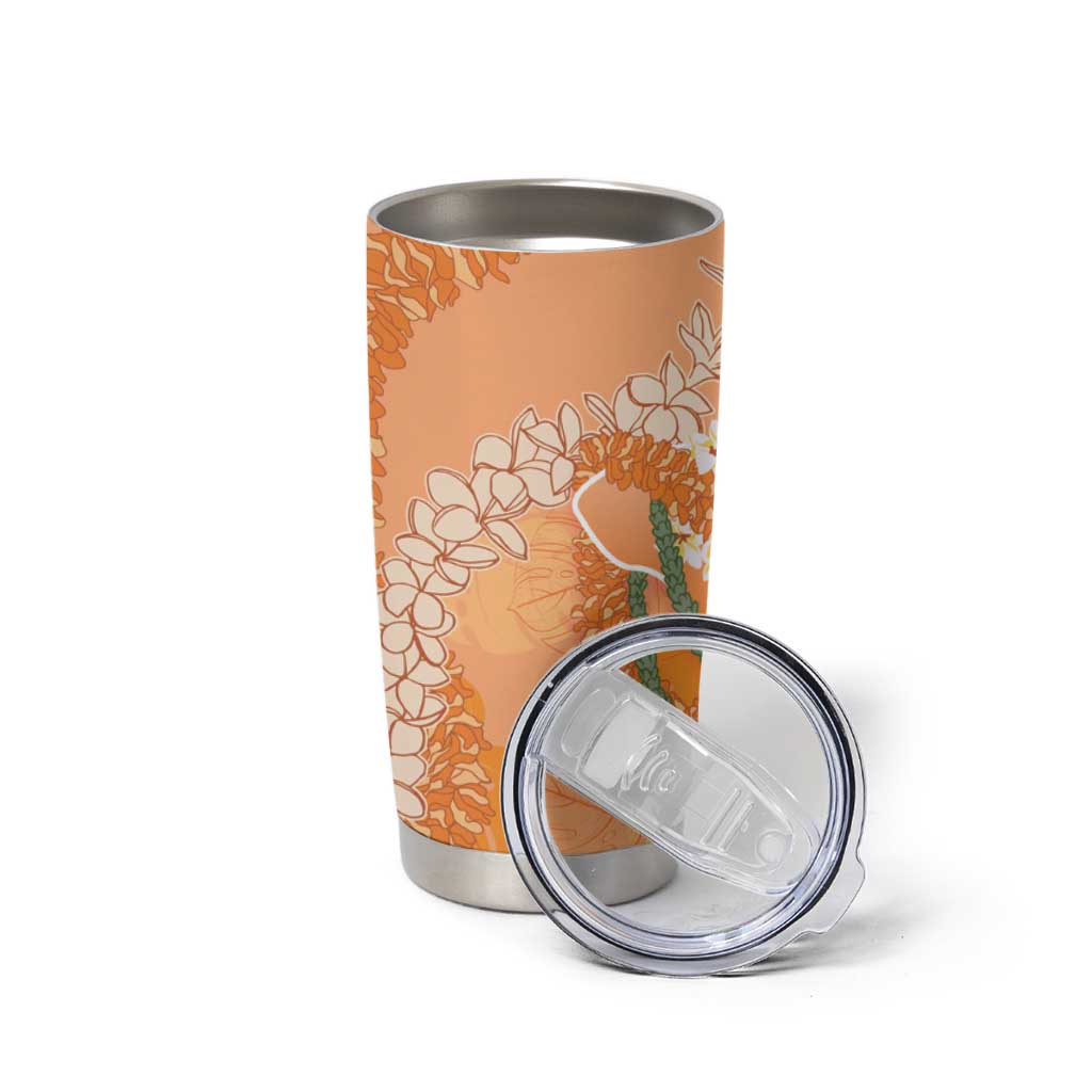 Hawaii Lanai Island Flowers Lei Tumbler Cup Orange Kaunaoa Mix Maile LT7 - Polynesian Pride