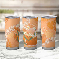 Hawaii Lanai Island Flowers Lei Tumbler Cup Orange Kaunaoa Mix Maile LT7 - Polynesian Pride