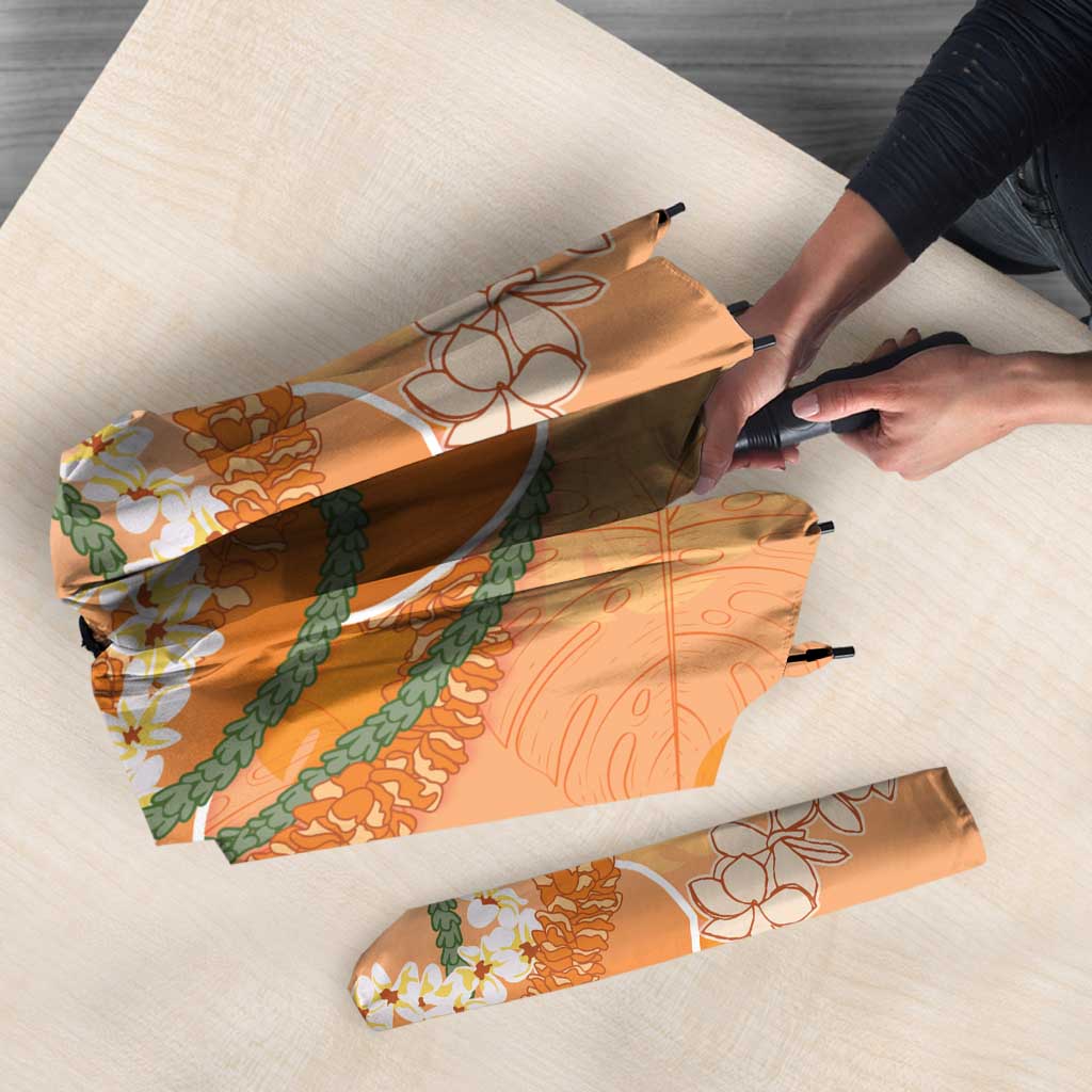 Hawaii Lanai Island Flowers Lei Umbrella Orange Kaunaoa Mix Maile