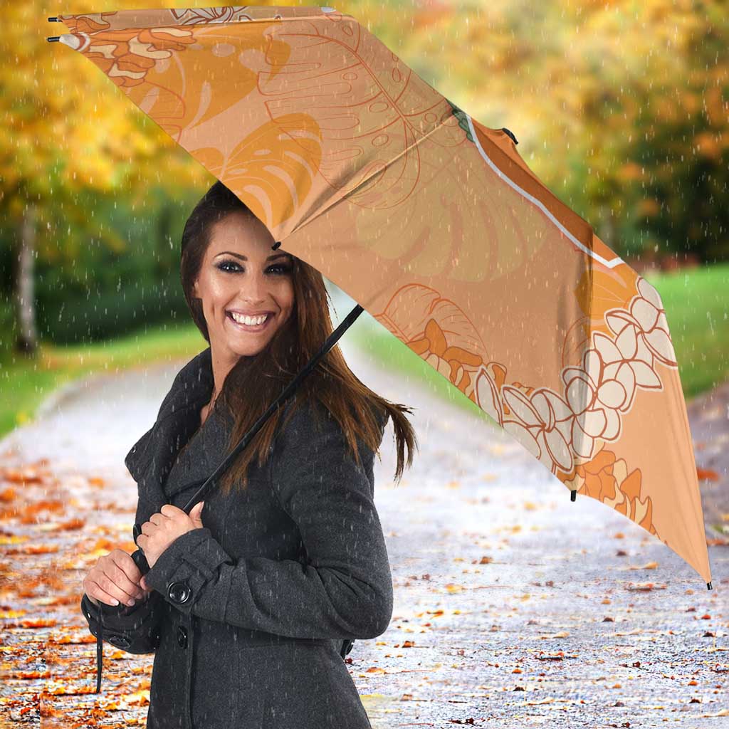Hawaii Lanai Island Flowers Lei Umbrella Orange Kaunaoa Mix Maile