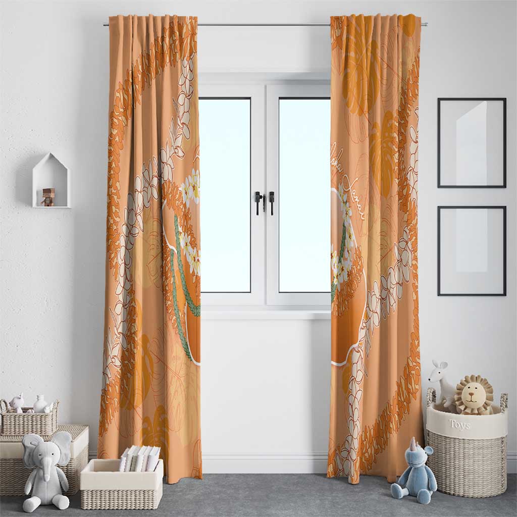 Hawaii Lanai Island Flowers Lei Window Curtain Orange Kaunaoa Mix Maile