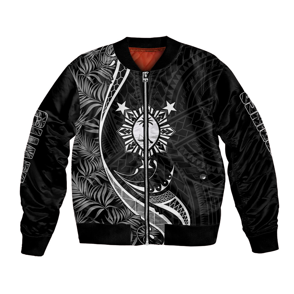 Personalised Philippines Mix Guam Bomber Jacket Tropical Style LT7 Unisex Black - Polynesian Pride