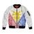 Personalised Philippines Mix Guam Sleeve Zip Bomber Jacket Filipino Flag Style LT7 Unisex White - Polynesian Pride