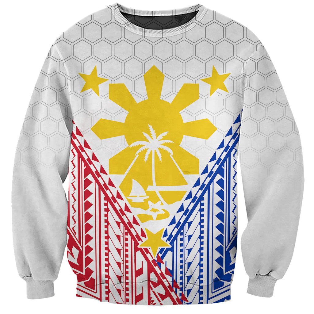 Personalised Philippines Mix Guam Sweatshirt Filipino Flag Style LT7 Unisex White - Polynesian Pride