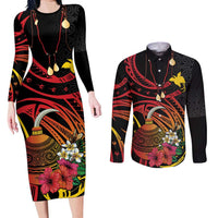 Personalized Milne Bay Couples Matching Long Sleeve Bodycon Dress and Long Sleeve Button Shirt PNG Lime Pot with Oro Tapa