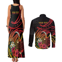 Personalized Milne Bay Couples Matching Tank Maxi Dress and Long Sleeve Button Shirt PNG Lime Pot with Oro Tapa