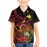 Personalized Milne Bay Family Matching Off Shoulder Short Dress and Hawaiian Shirt PNG Lime Pot with Oro Tapa