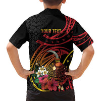 Personalized Milne Bay Family Matching Short Sleeve Bodycon Dress and Hawaiian Shirt PNG Lime Pot with Oro Tapa