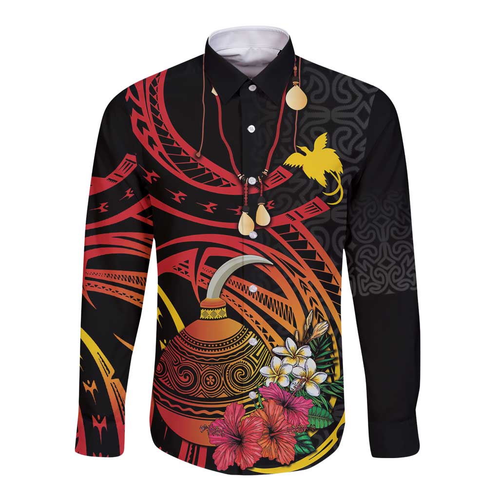 Personalized Milne Bay Long Sleeve Button Shirt PNG Lime Pot with Oro Tapa
