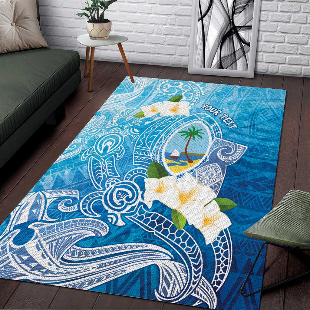 Hafa Adai Guam Chamorro Personalized Area Rug Ocean Blue Latte Stone with Guasali LT7 Ocean Blue - Polynesian Pride
