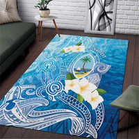 Hafa Adai Guam Chamorro Personalized Area Rug Ocean Blue Latte Stone with Guasali LT7 Ocean Blue - Polynesian Pride