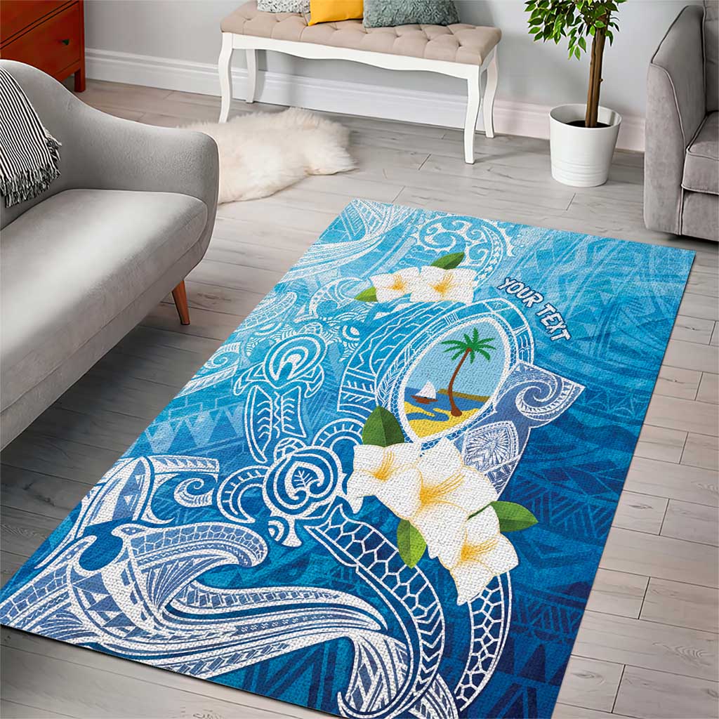 Hafa Adai Guam Chamorro Personalized Area Rug Ocean Blue Latte Stone with Guasali LT7 - Polynesian Pride