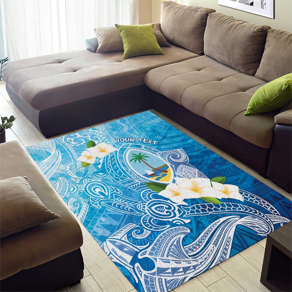 Hafa Adai Guam Chamorro Personalized Area Rug Ocean Blue Latte Stone with Guasali LT7 - Polynesian Pride