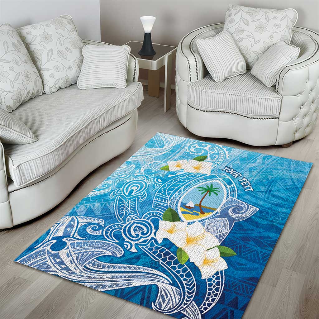 Hafa Adai Guam Chamorro Personalized Area Rug Ocean Blue Latte Stone with Guasali LT7 - Polynesian Pride