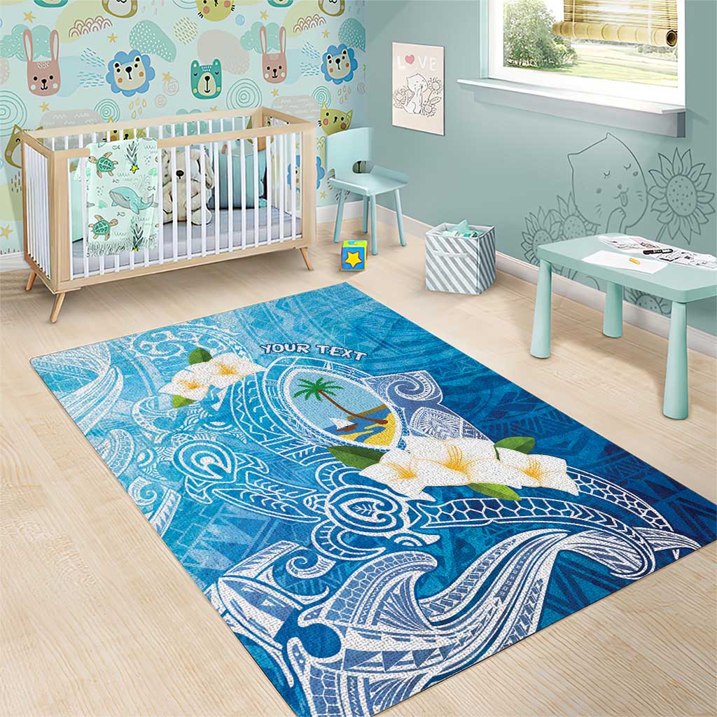 Hafa Adai Guam Chamorro Personalized Area Rug Ocean Blue Latte Stone with Guasali LT7 - Polynesian Pride