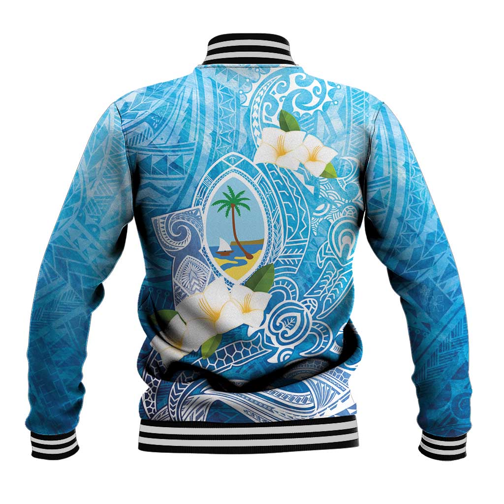 Hafa Adai Guam Chamorro Personalized Baseball Jacket Ocean Blue Latte Stone with Guasali - Polynesian Pride