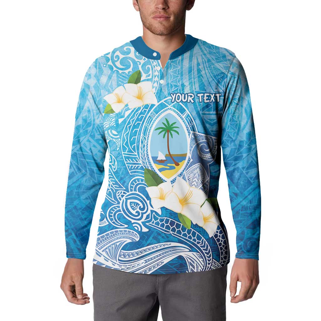 Hafa Adai Guam Chamorro Personalized Button Sweatshirt Ocean Blue Latte Stone with Guasali - Polynesian Pride