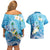 Hafa Adai Guam Chamorro Personalized Couples Matching Off Shoulder Short Dress and Hawaiian Shirt Ocean Blue Latte Stone with Guasali - Polynesian Pride