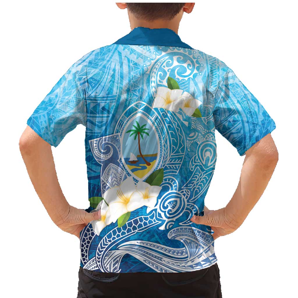 Hafa Adai Guam Chamorro Personalized Family Matching Mermaid Dress and Hawaiian Shirt Ocean Blue Latte Stone with Guasali - Polynesian Pride