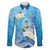 Hafa Adai Guam Chamorro Personalized Family Matching Off Shoulder Maxi Dress and Hawaiian Shirt Ocean Blue Latte Stone with Guasali - Polynesian Pride