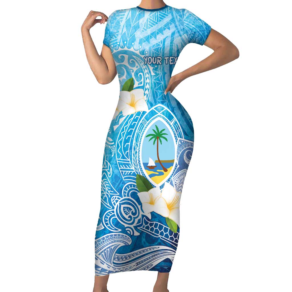 Hafa Adai Guam Chamorro Personalized Family Matching Short Sleeve Bodycon Dress and Hawaiian Shirt Ocean Blue Latte Stone with Guasali - Polynesian Pride
