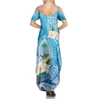 Hafa Adai Guam Chamorro Personalized Family Matching Summer Maxi Dress and Hawaiian Shirt Ocean Blue Latte Stone with Guasali - Polynesian Pride