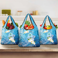 Hafa Adai Guam Chamorro Personalized Grocery Bag Ocean Blue Latte Stone with Guasali - Polynesian Pride