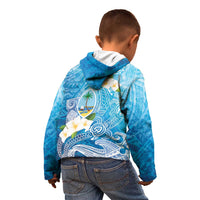 Hafa Adai Guam Chamorro Personalized Kid Hoodie Ocean Blue Latte Stone with Guasali - Polynesian Pride