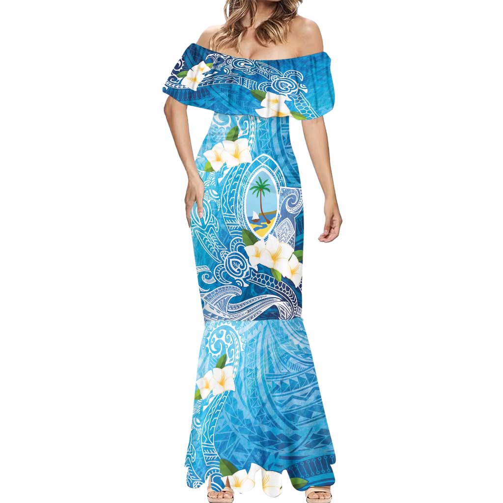 Hafa Adai Guam Chamorro Personalized Mermaid Dress Ocean Blue Latte Stone with Guasali - Polynesian Pride