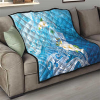 Hafa Adai Guam Chamorro Personalized Quilt Ocean Blue Latte Stone with Guasali - Polynesian Pride