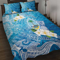 Hafa Adai Guam Chamorro Personalized Quilt Bed Set Ocean Blue Latte Stone with Guasali - Polynesian Pride