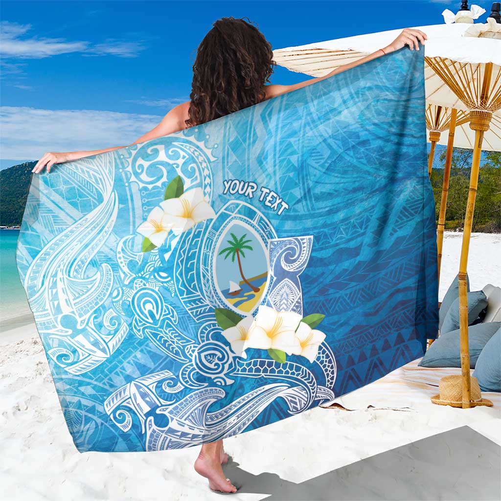 Hafa Adai Guam Chamorro Personalized Sarong Ocean Blue Latte Stone with Guasali - Polynesian Pride