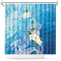 Hafa Adai Guam Chamorro Personalized Shower Curtain Ocean Blue Latte Stone with Guasali - Polynesian Pride