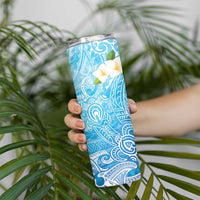 Hafa Adai Guam Chamorro Personalized Skinny Tumbler Ocean Blue Latte Stone with Guasali - Polynesian Pride